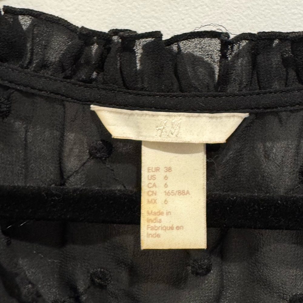 H&M Black Ruffle Sheer Button-Front Blouse - Picture 3 of 4